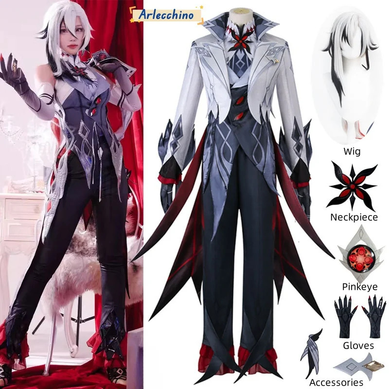 Arlecchino Knave cosplay costume Genshin Impact Fatui Harbinger wig set servant Snezhnaya Halloween womens clothing 241007