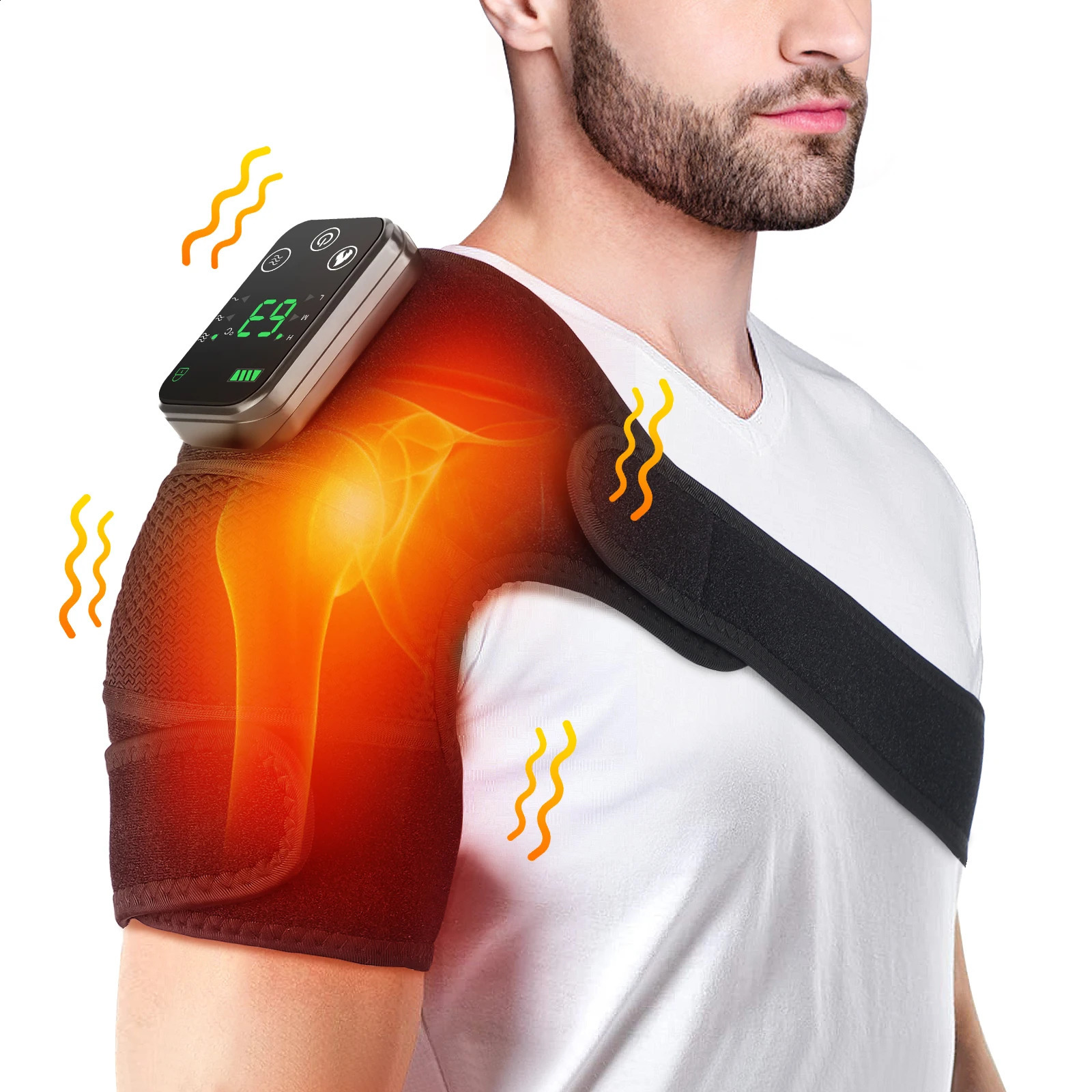 Electric heated shoulder massager vibration bracket rechargeable knee elbow massager belt relieves arthritis pain and health care 241008