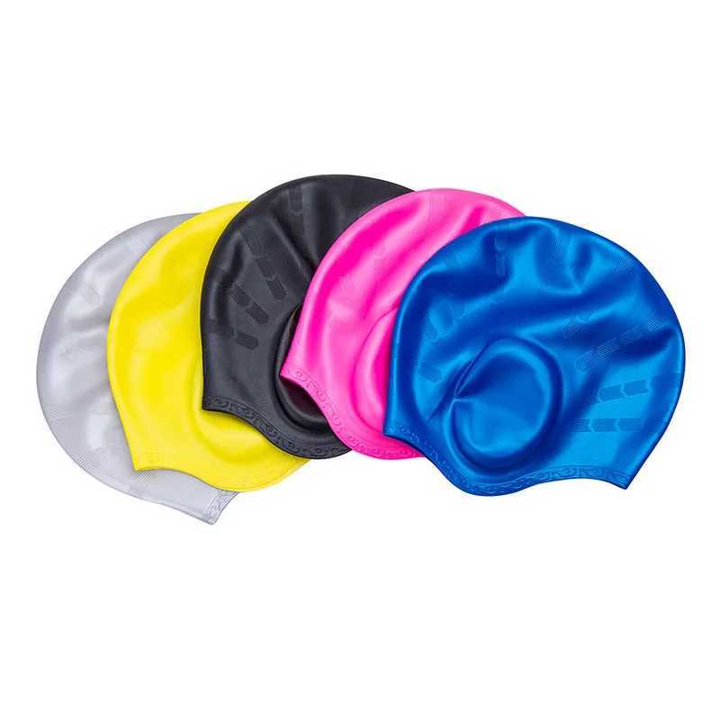 New waterproof swimming cap for men and women with long hair silicone ear protector large youth chloroprene rubber adult swimming cap CL241009
