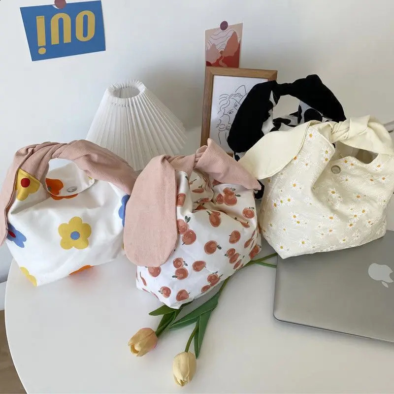 Bento Bag for Work Portable Rabbit Ear Lunch Box Female INS Zebra Student Fashionable Food Girls Canvas 240925