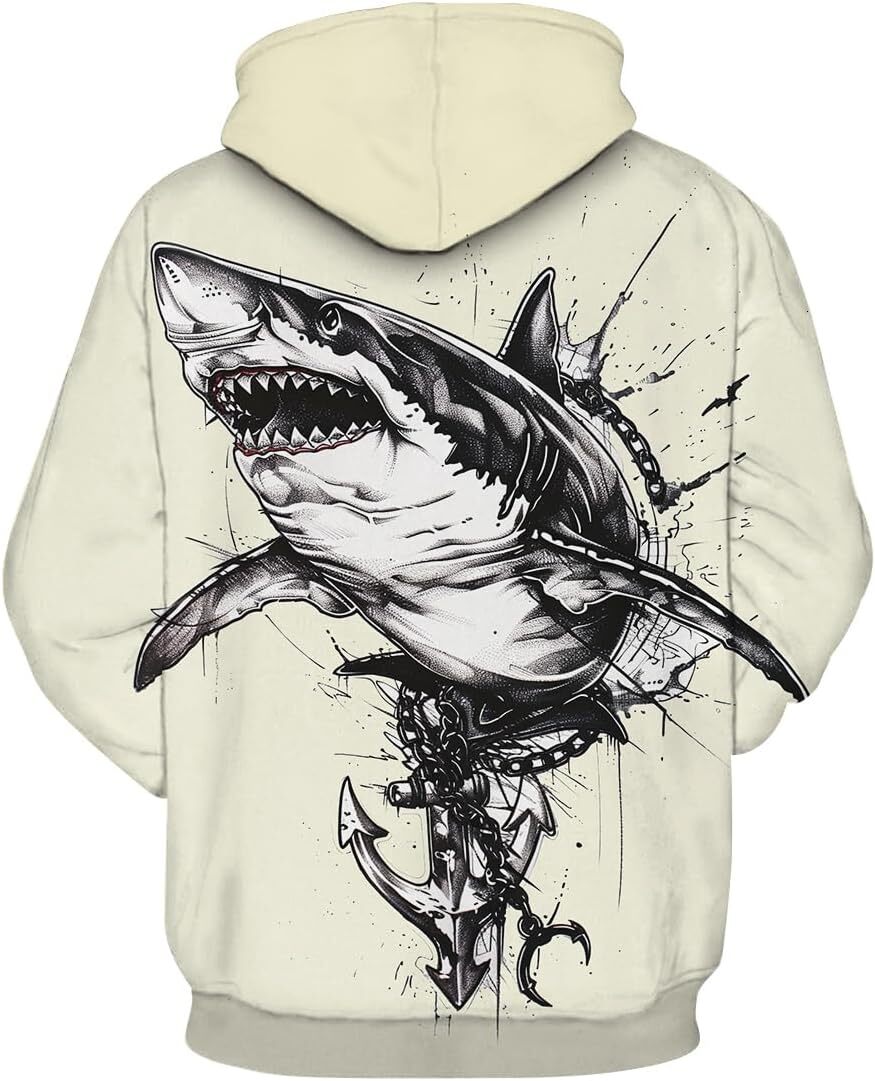 Hoodie for Mens Womens Shark Hoodie 3D Graphic Print Mens Shark Long Sleeve Casual Pockets Sweatshirt Graphic Hoodies sweatshirt Pullover Long Sleeve 