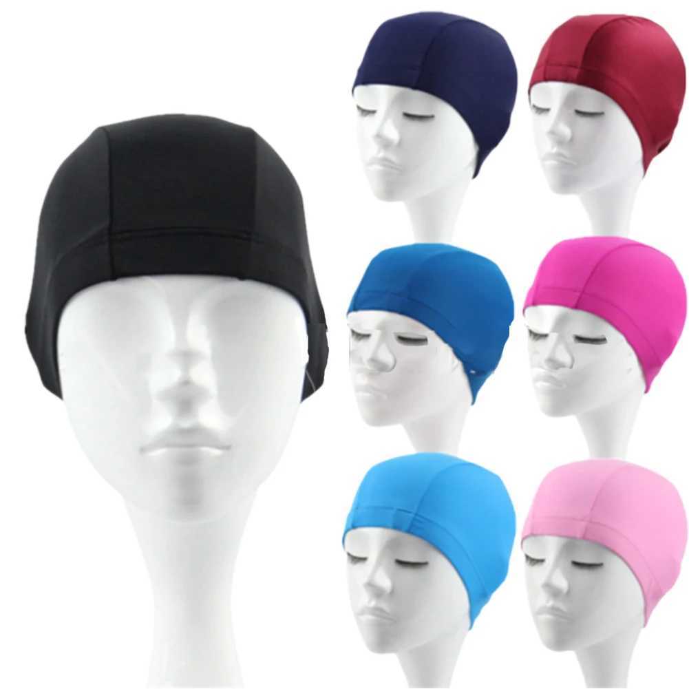 Adult high elasticity swimming cap mens waterproof swimming pool cap ear protection long hair solid color diving cap CL241009