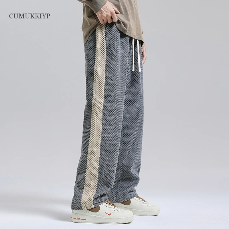 CUMUKKIYP Autumn Mens Casual Pants Loose Fit Straight Leg Trousers with Pineapple Pattern Versatile Long Trousers for Men 241009
