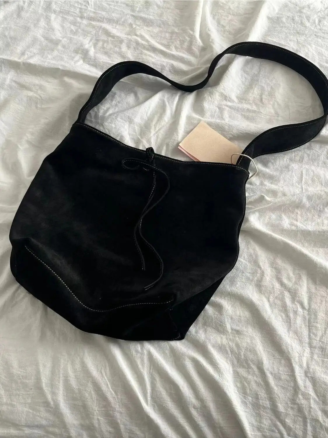 Miyagawa Autumn/Winter Womens Retro Suede Bucket Bag Korean High Quality Handbag Shoulder Cross Bag 241008