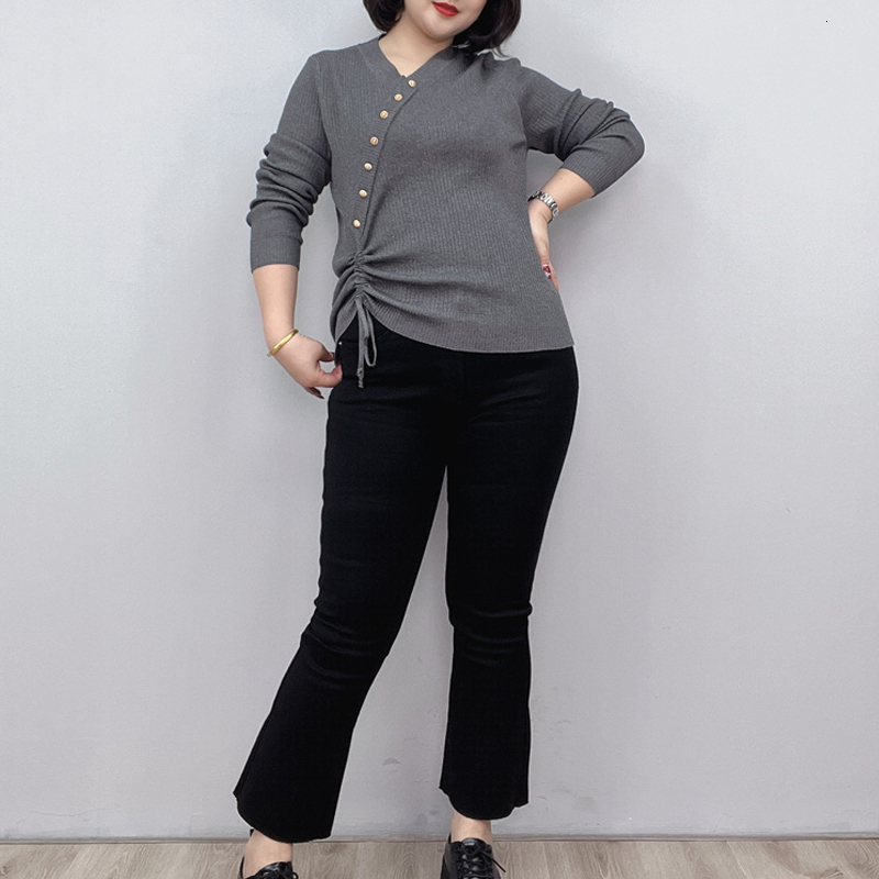 Women's Long Sleeve Knitted Sweater, Loose Button, Drawstring Jumpers, Casual Pullovers, Plus Size, Autumn, Winter, New, 2024