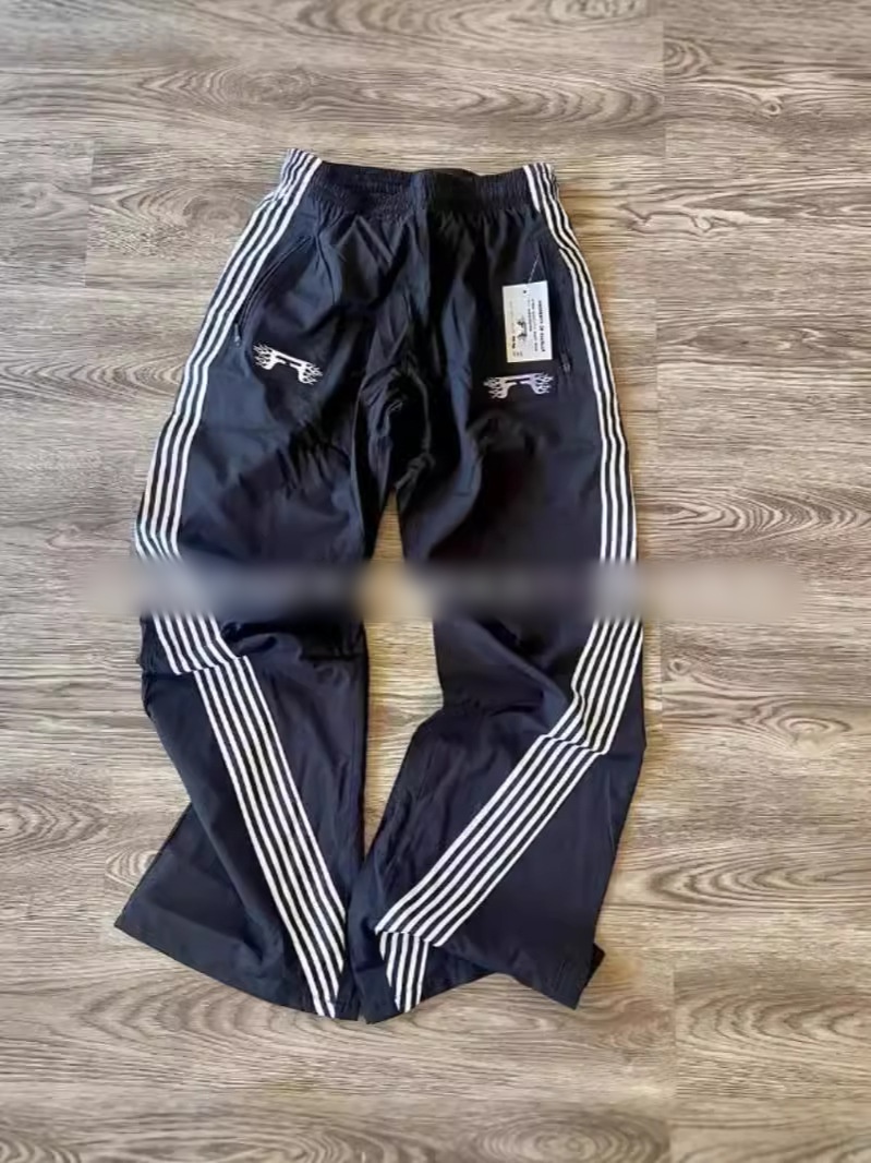 Men's Pants Unisex Black Track Pants with White Stripes for Sports and Casual Wear Y2K