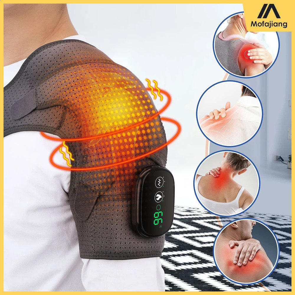 Portable 3-speed adjustable heated shoulder massager with digital display controller 241008