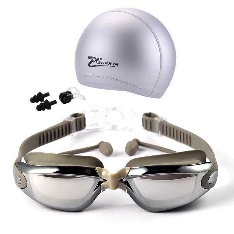 Swimming goggles prescription Myopia swimming goggles cap earplugs swimming suit mens anti fog pool cap waterproof swimming eyes CL241009