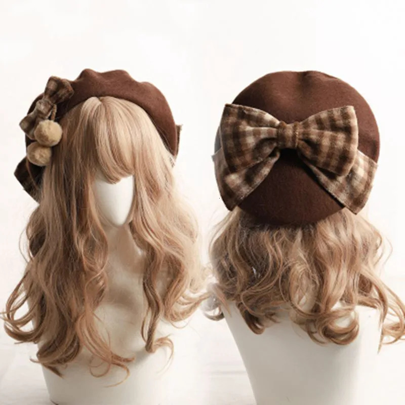Winter Cute Beret Womens British Fashion Retro Bow Plain Painter Hat Girl Womens Bean Wholesale 241007