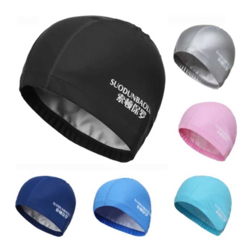 Swimming accessories for adult men/women high elasticity waterproof PU fabric ear protection long hair sports swimming pool cap swimming cap CL241009