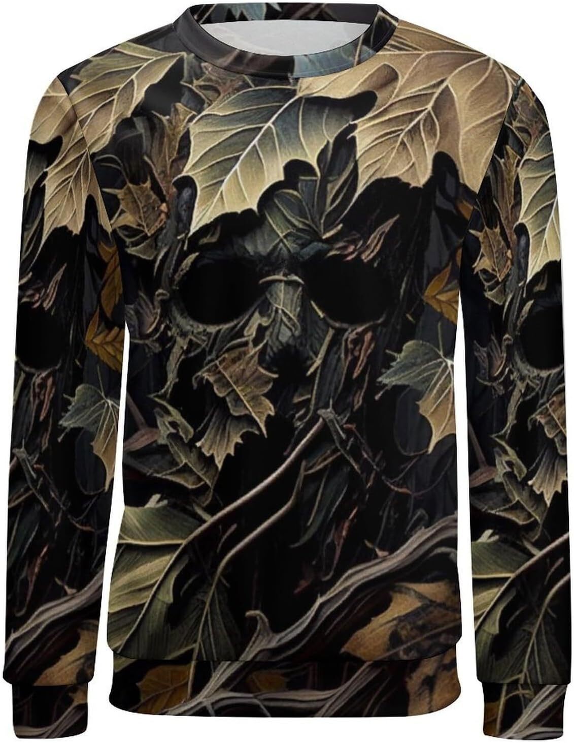 Long Sleeve Shirts for Men sweatshirt Mens Crewneck Camouflage Maple Leaf Sweatshirt Camo Pullover Crew Neck Casual TopsStreetwear Casual tops clothes