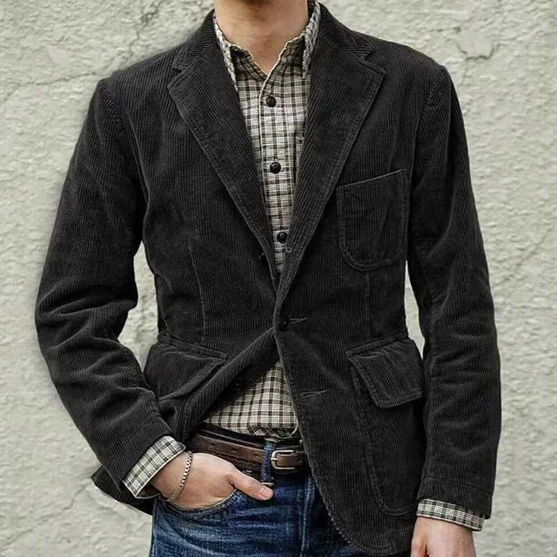 New Autumn Mens Clothing. Corduroy Solid Color Suit. European and American Mens Fashionable Casual Suit Collar Casual Jacket. LX241009