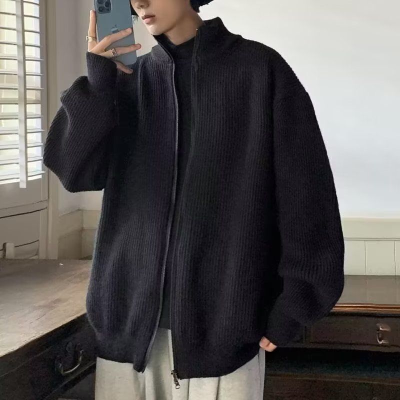 2024 new designer winter cardigan wool sweater loose and lazy style knitted sweater men's zipper sweater jacket