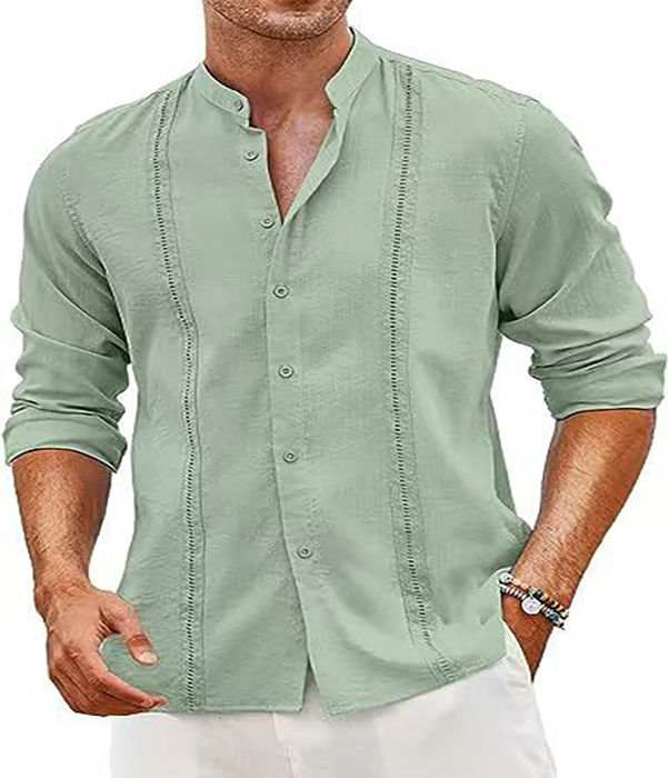 High Quality Vintage Solid Color Cotton Linen Shirt Plus Size Men's Shirts retro fashion formal slim fit blouse Fashion Office dress