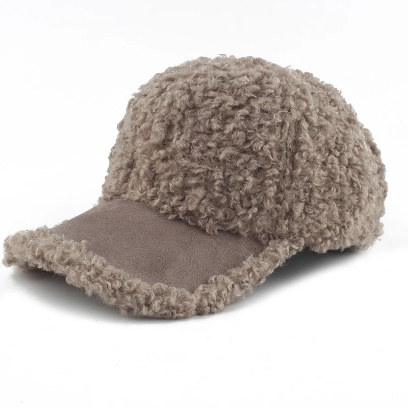 Winter Hat Cashmere Baseball Womens Solid Hip Hop Snap Cap Outdoor Adjustable Warm Sun 241009