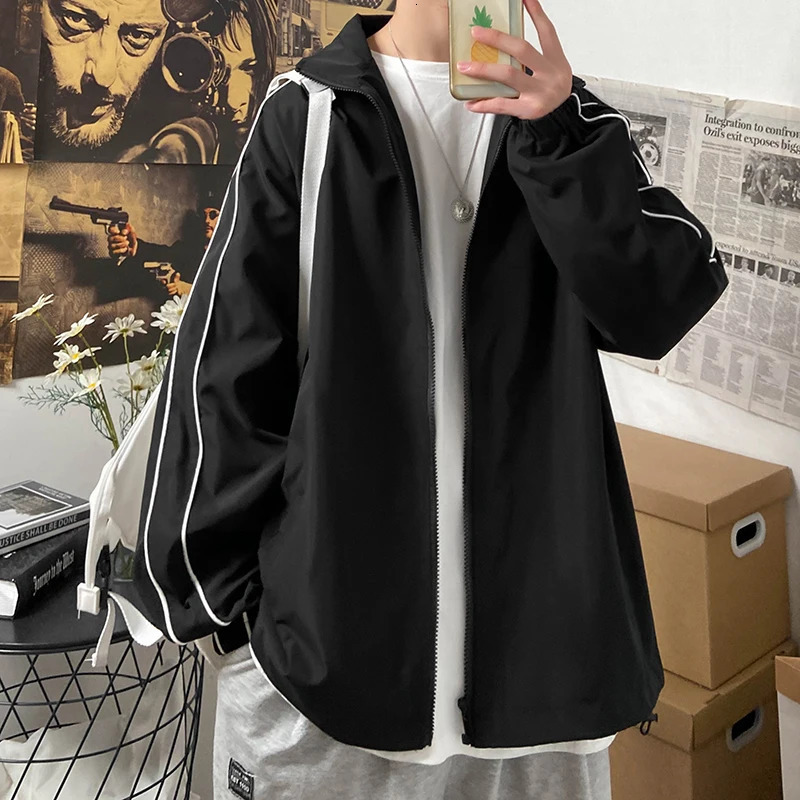 Thin jacket mens loose large size jacket spring summer and Hong Kong wind jacket youth joker mens student spring 240914