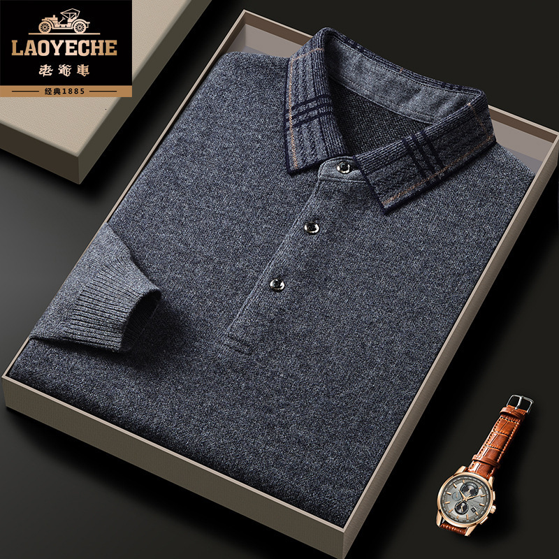 2024 new designer winter high-end 100 pure men's thick neck plus size middle-aged and elderly autumn and winter casual wool sweater