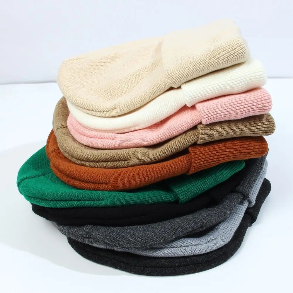 unisex classic mens casual beanie winter warm knit cuffs soft thick wool lining ski hat 241009