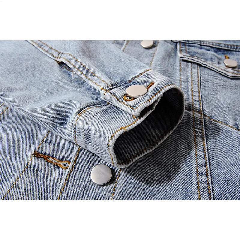 Winter Thick Real Fur Collar Rabbit Liner Denim Jacket Coat Women Outwear Loose Short Hem Split Fork Jeans Female 241008