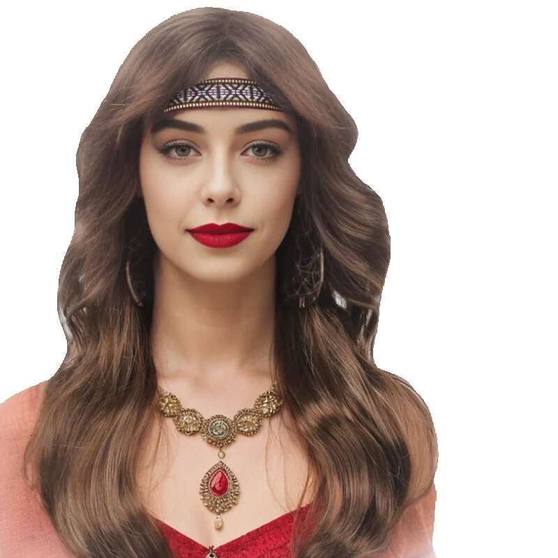 Wind medium soft Guangzhou American British wig long curly hair women's headband