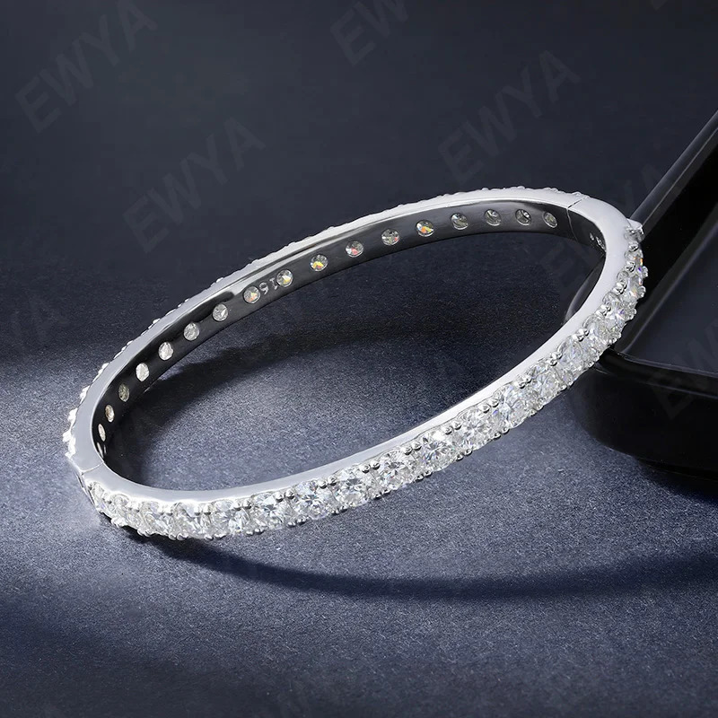 EWYA Real GRA Certified D Color 4mm 0.3CT All Mo Silica Bracelet for Womens Party S925 Pure Silver Diamond Bracelet 240929