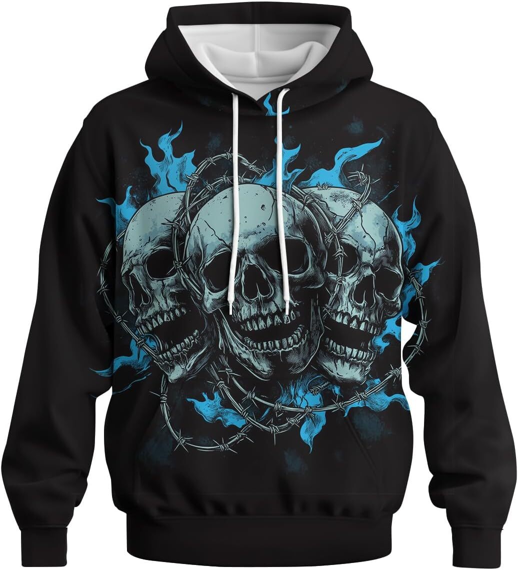 Hoodie for Mens Womens Skull 3D Graphic Hoodies For Men Novelty Skull Print Sweatshirts Pullover Fashion Tops with Pocket Graphic Hoodies sweatshirt t