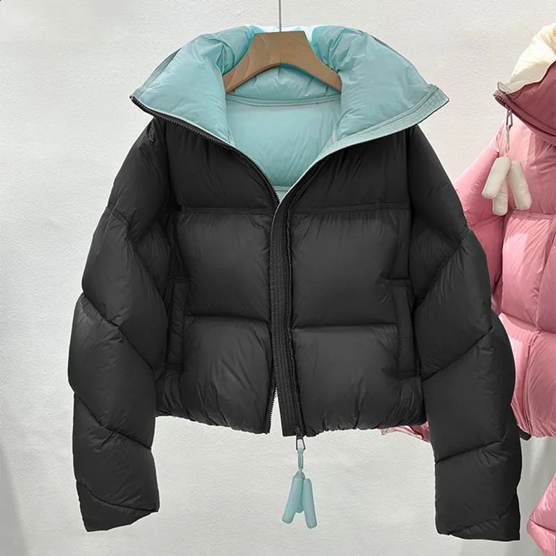 Warm Womens Down Jacket Stand Collar Windproof Short Padded Thicken Winter Korean Loose Parkas Coat Women Outwear 240930