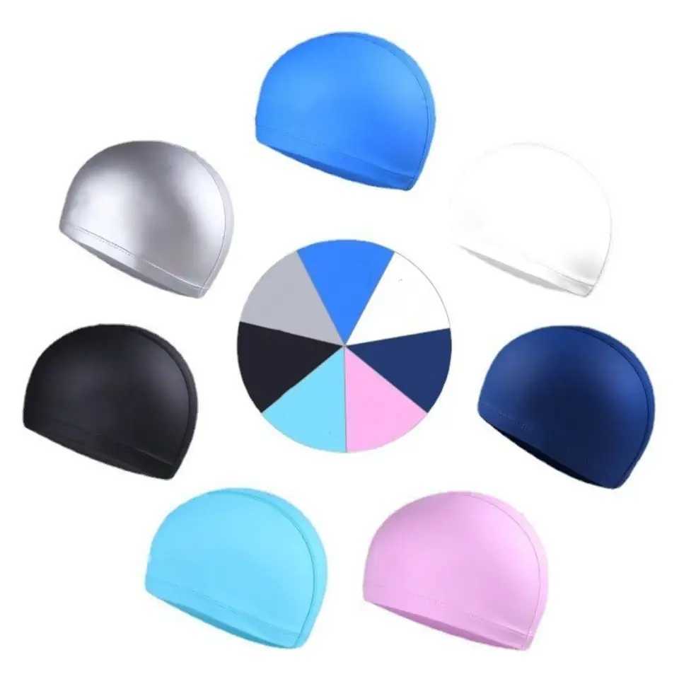 PU PU fabric swimming cap waterproof ear protection swimming pool cap flexible adult long hair swimming cap CL241009