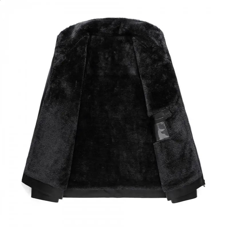 Winter wool warm leather jacket mens Pu business casual loose thick leather jacket mens fashionable retro faux fur jacket 240930