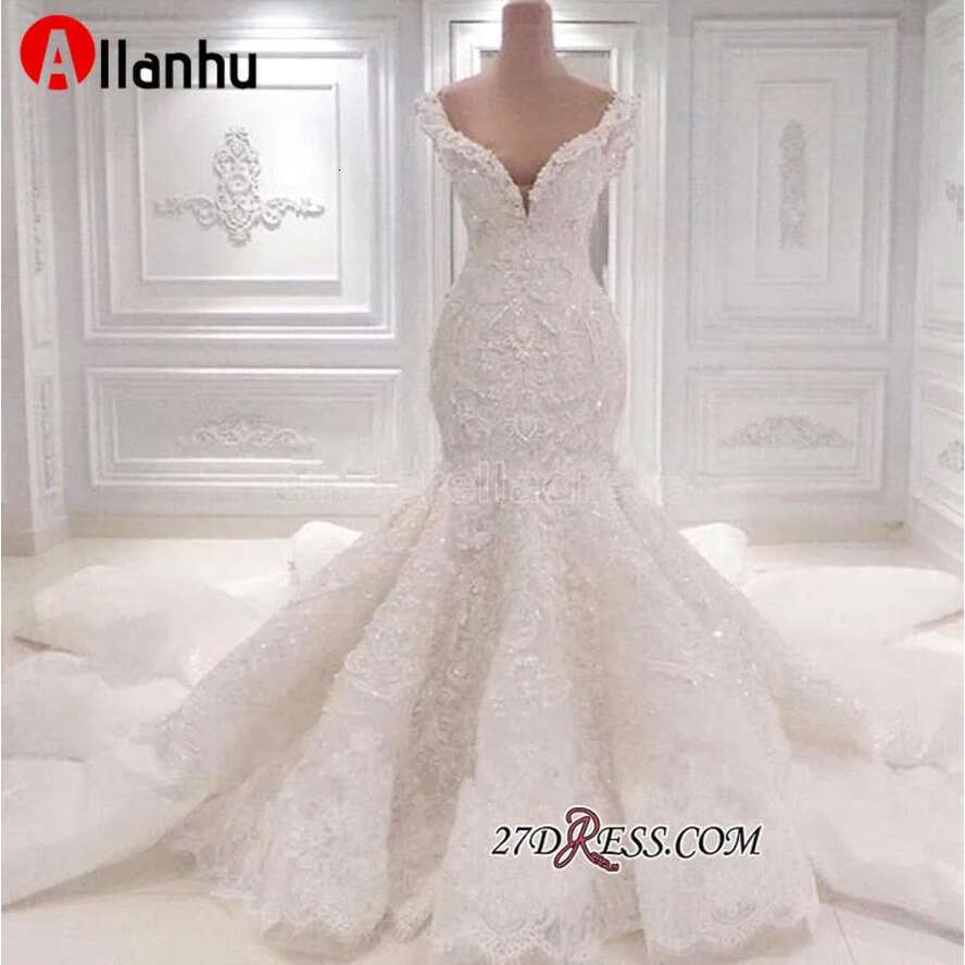 Mermaid Wedding Sexy 2022 Dresses Backless V-Neck Bridal Gowns Off The Shoulder Bc0221 W59