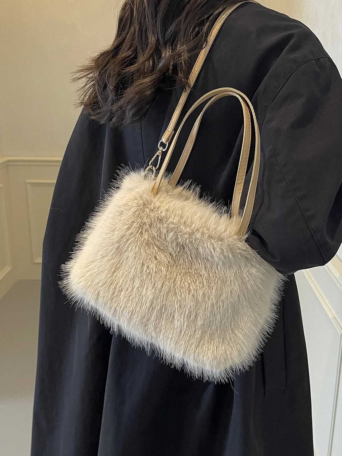 Autumn Winter Mao Bag Female 2024 New Messenger Plush Portable Bucket 241009