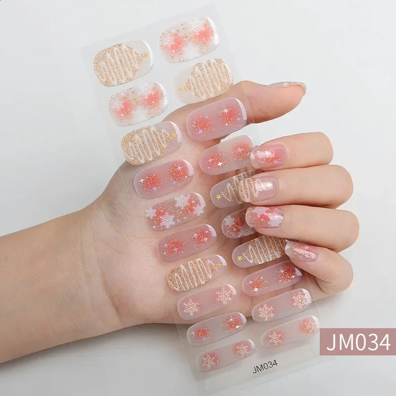 Merry Christmas nail art sticker semi curing gel nail deep-fried dough sticks full coverage UV/LED light self graying girl beauty nail packaging 24100