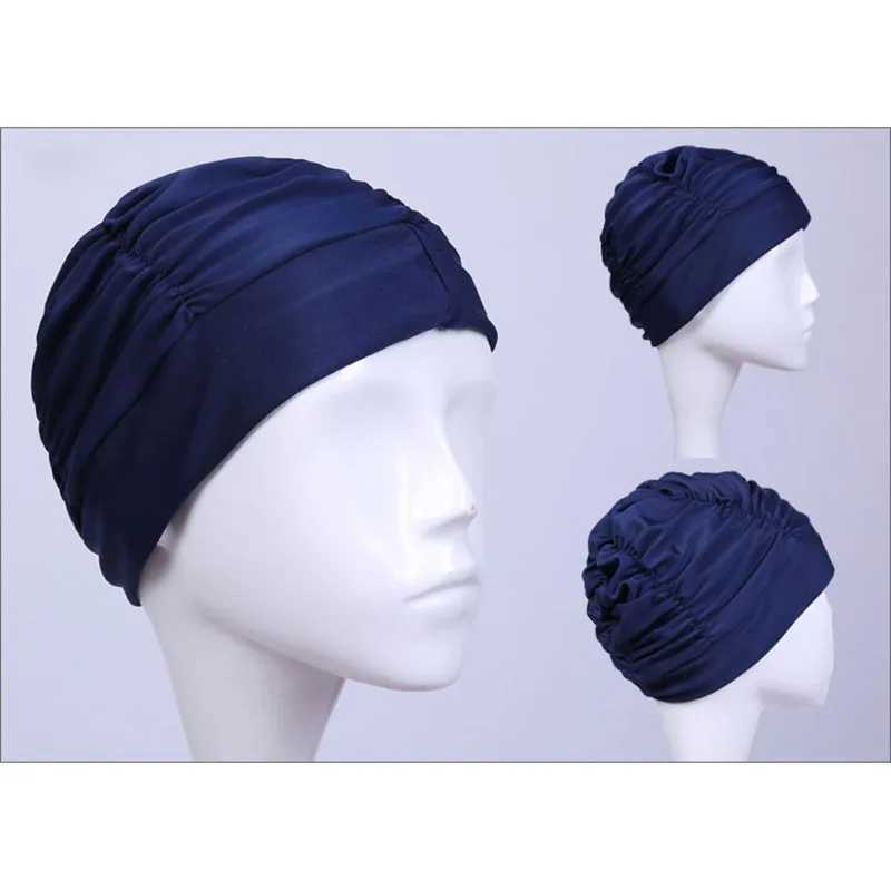 High elasticity polyamide and womens swimming cap independent breathable pleated swimming cap adult cloth cap CL241009