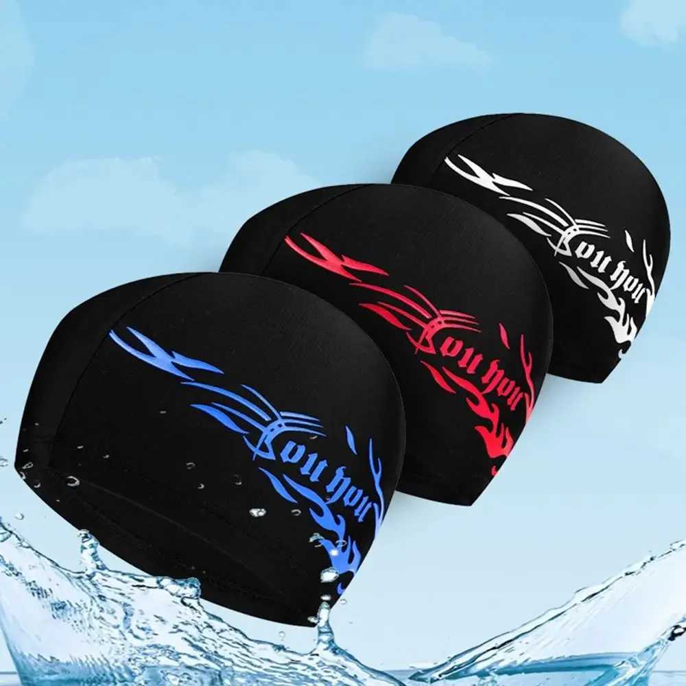 Mens swimming cap womens elastic nylon earmuffs long hair swimming pool cap ultra-thin shower cap CL241009