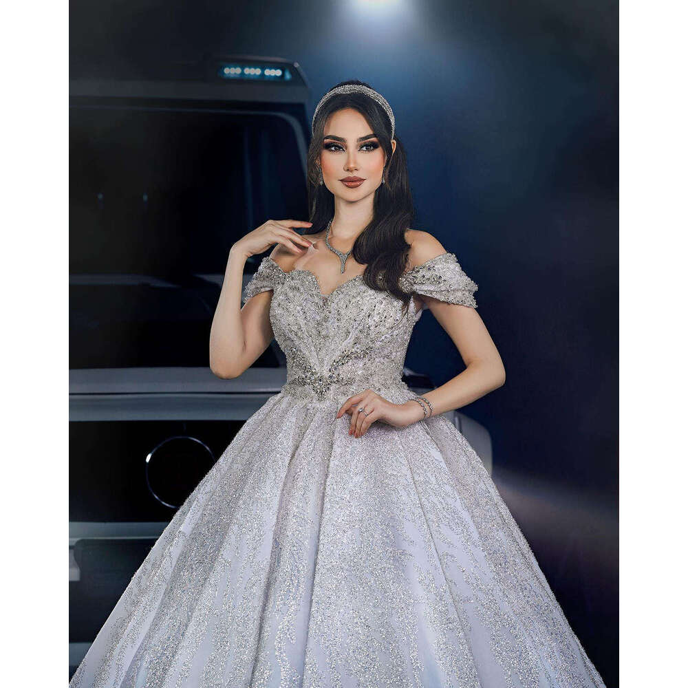 Gorgeous Wedding Dress Ball Gown Sweetheart Off The Shoulder Sequins Or-Length Princess Bride Vestido De Noiva Custom Made 0228Lz