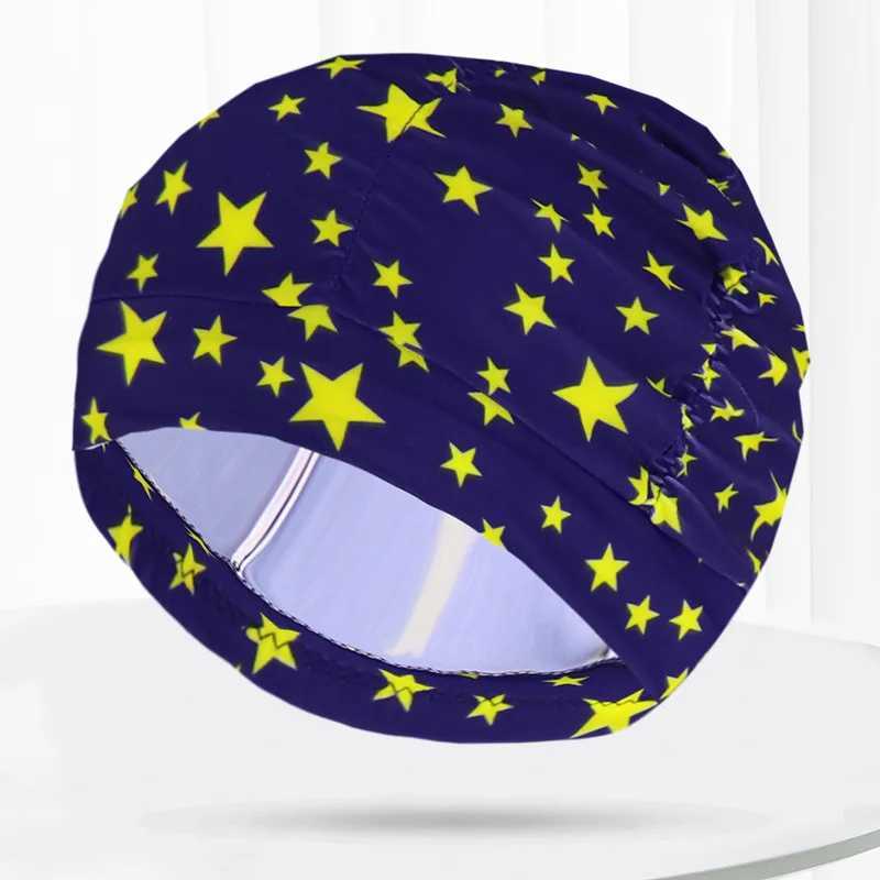 Folding flower petal fabric swimming cap swimming pool beach protection long hair ear shower cap CL241009