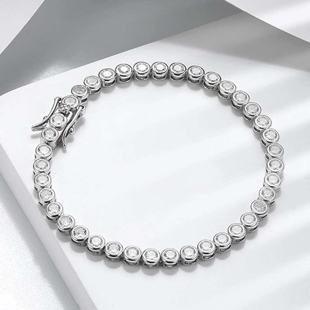 KNOBSPIN D VVS1 Round Tennis Bracelet Original s925 Pure Silver Plated 18k Gold Comes with GRA 240912
