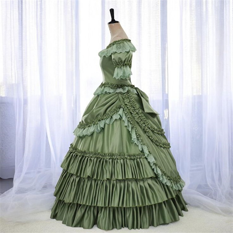 Gothic Victorian Rococo Prom Dresses 2025 Southern Civil War Costume Off Shoulders Evening Dress Historical Ruffles Tiered 1800s Medieval Renaissance 