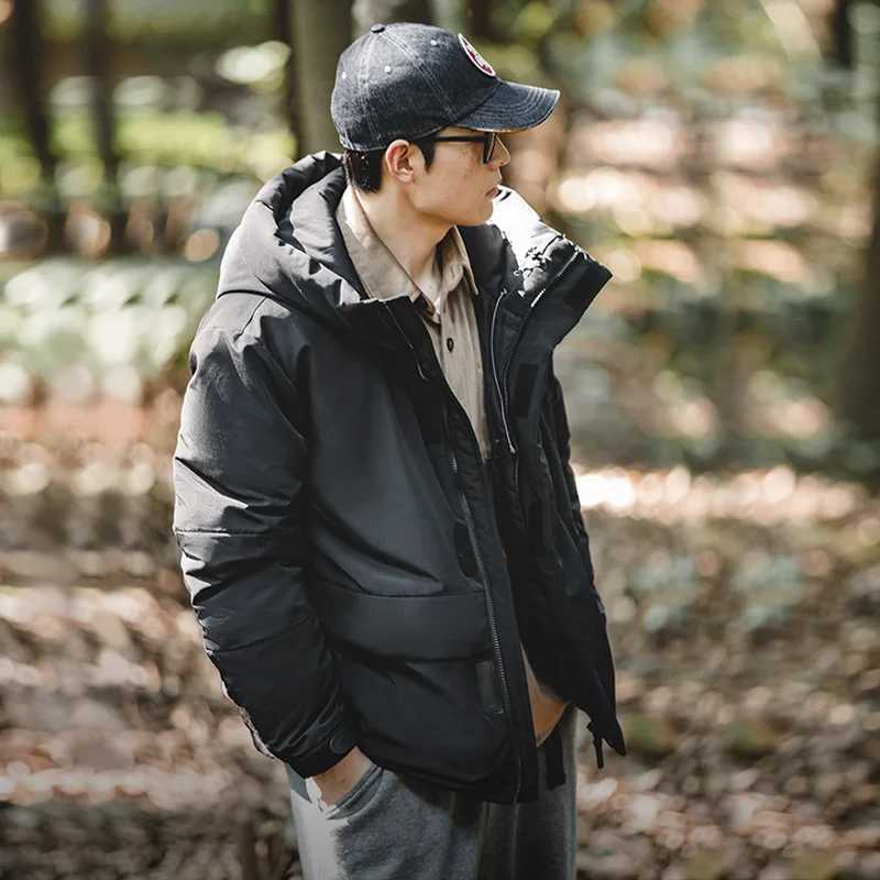 Maden Hooded White Duck Down Jackets for Men Outdoor Warm And Thick Winter Lightweight Coats Casual Short Puffer Jacket Overcoat LX241009