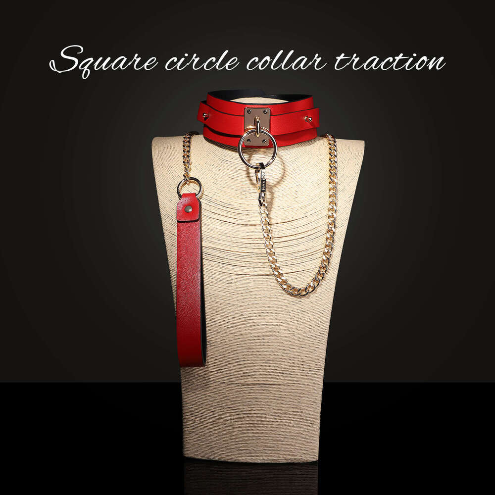 Sex toys SM props big red PU sex collar SM traction training sex collar adult sex toys