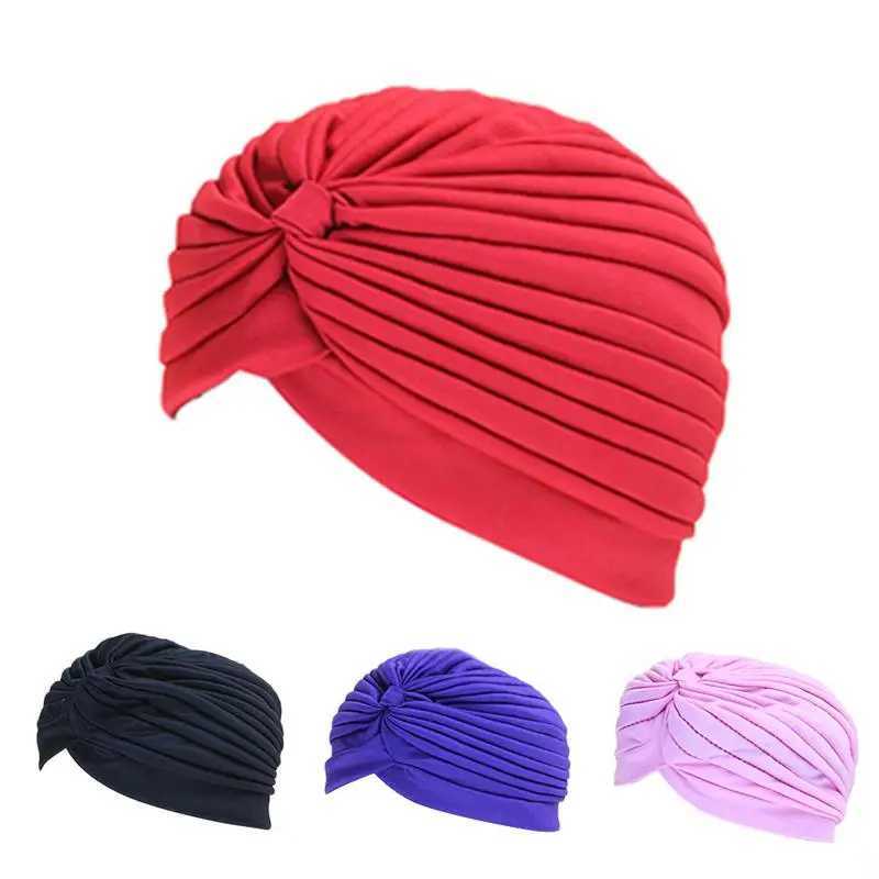 Womens swimming pool shower cap protection long hair ear headband pleated fabric headband yoga hat multi-color headband CL241009