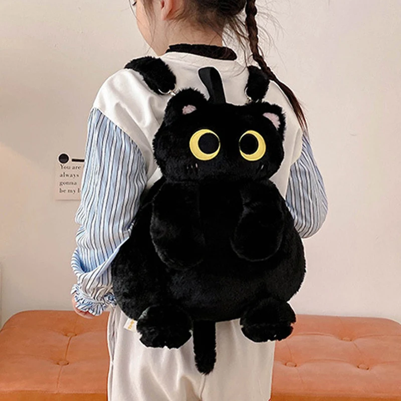 Kids Kawaii Plush Cute Soft Big Eyes TLXT Cat Toy Backpack Large-capacity Stuffed Animals Bags Boys Girls Toy School Shoulder Bags