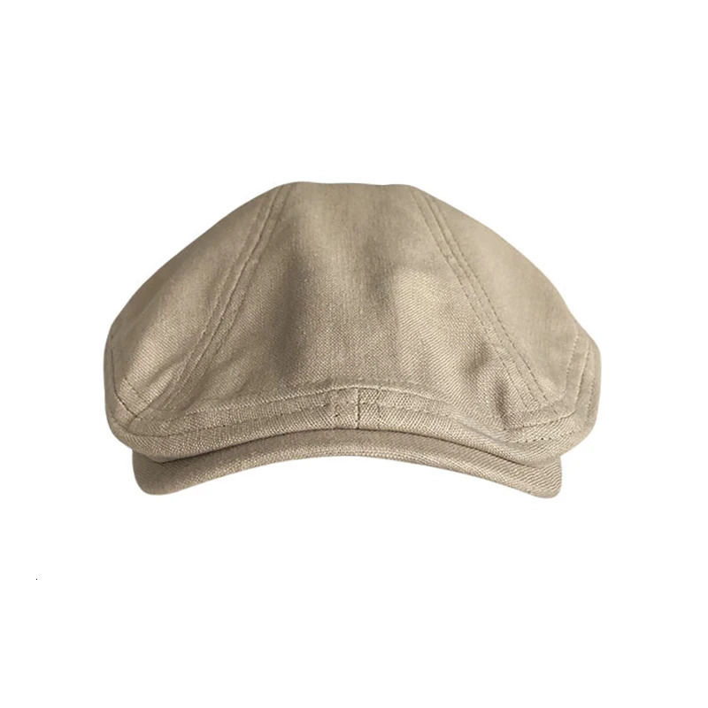 Spring and summer linen s boy hat white gray breathable beret mens literary retro hat British hat mens hat 47 241007