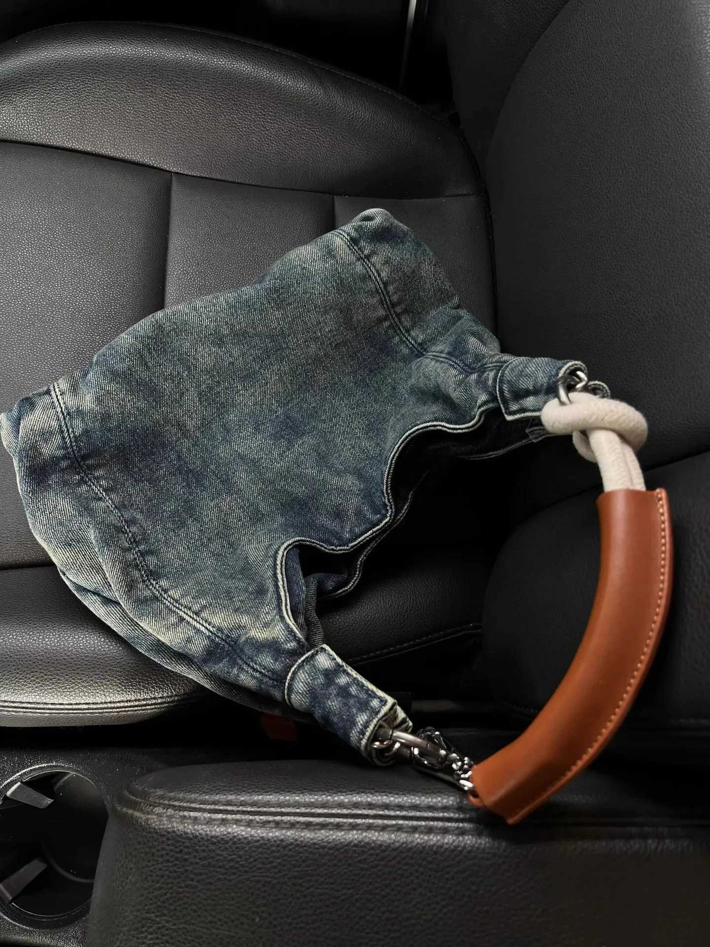 Denim Fabric Shoulder Bags for Women 2024 Luxury Designer Purses and Handbags Blue Underarm Hobos Casual Street Crossbody Totes 241009