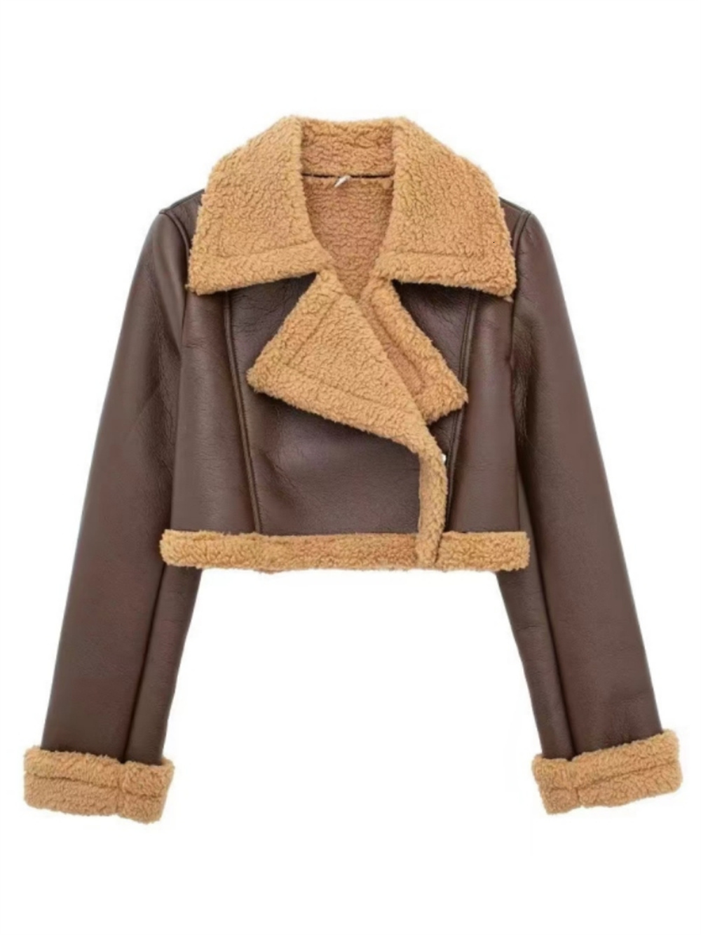 ZACK RAIN Women 2023 Winter Fashion Ladies Casual Faux Long Sleeves Jacket For Female Thick Leather Coat