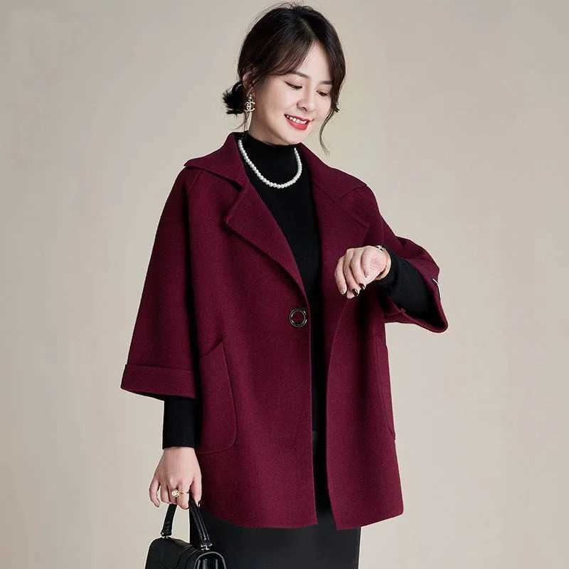New 2023 Autumn Winter Middle Mother Coat Women Fashion Korean Loose Casual Woolen Coats Overcoats Female OuterwearX241009