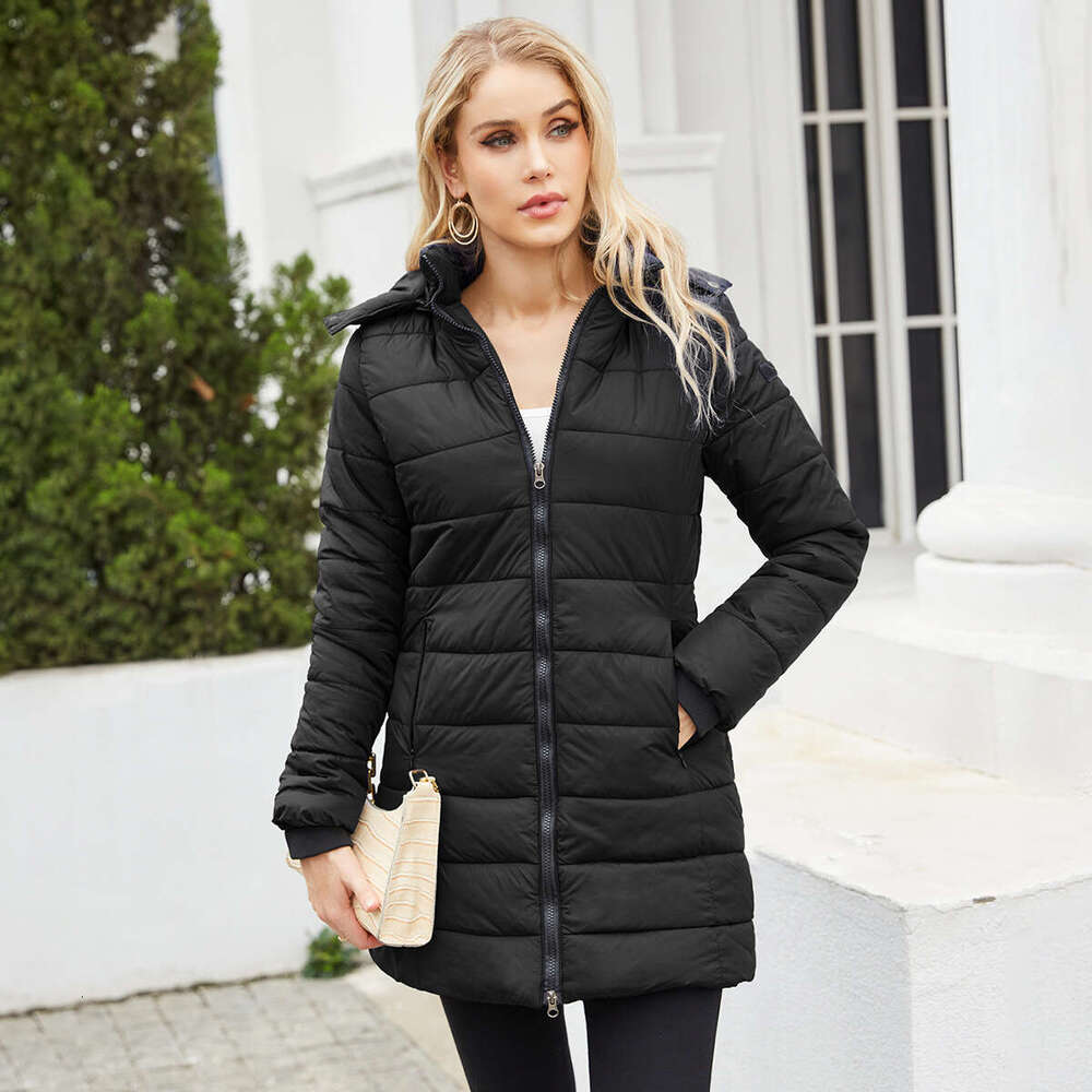 2024 New Waterproof with Detachable Hat Long Sleeve Style Overcoming Autumn and Winter Warm Cotton Coat for Women