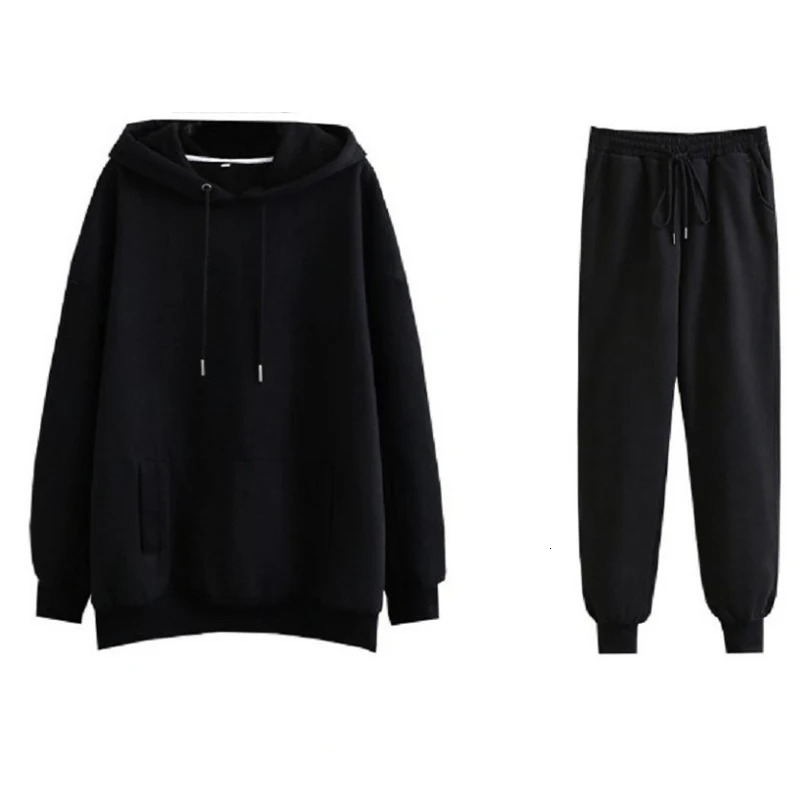 Womens sportswear casual hoodie sweatshirt pants set lounge clothing 2PCS autumn and winter thick 241007