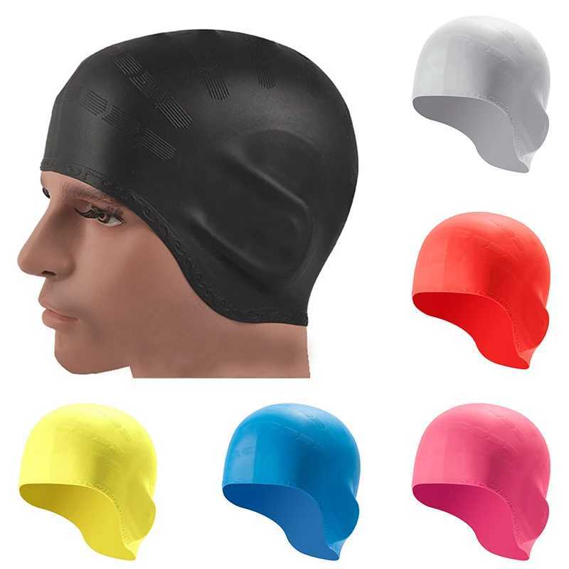 New unisex ear cushions silicone swimming pool cap for adults waterproof swimming cap hot selling CL241009