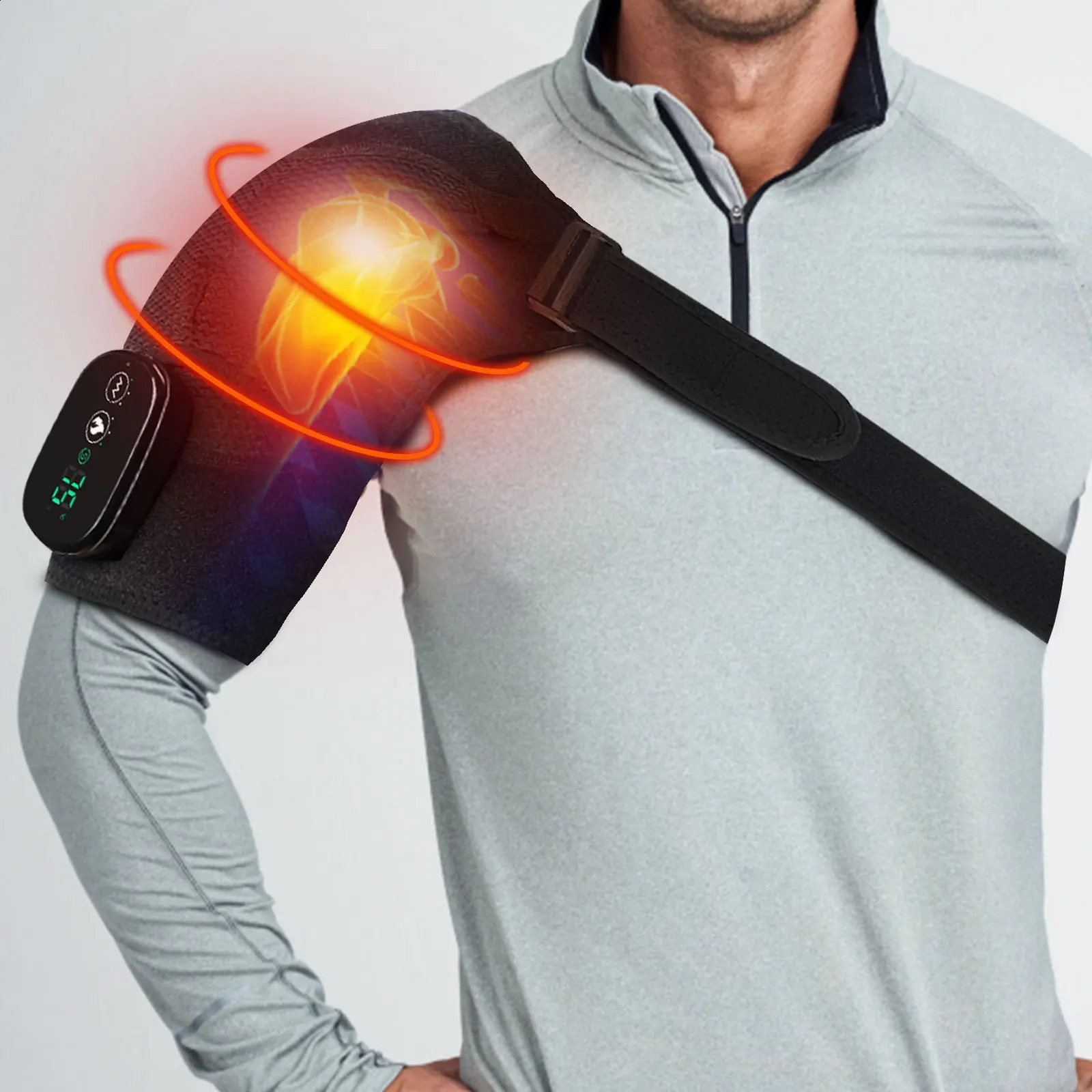 Electric shoulder temperature massager shoulder bracket vibration massage joint support belt heating pad muscle relaxation 241008